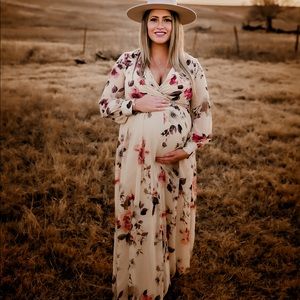 Pinkblush floral chiffon maternity dress
